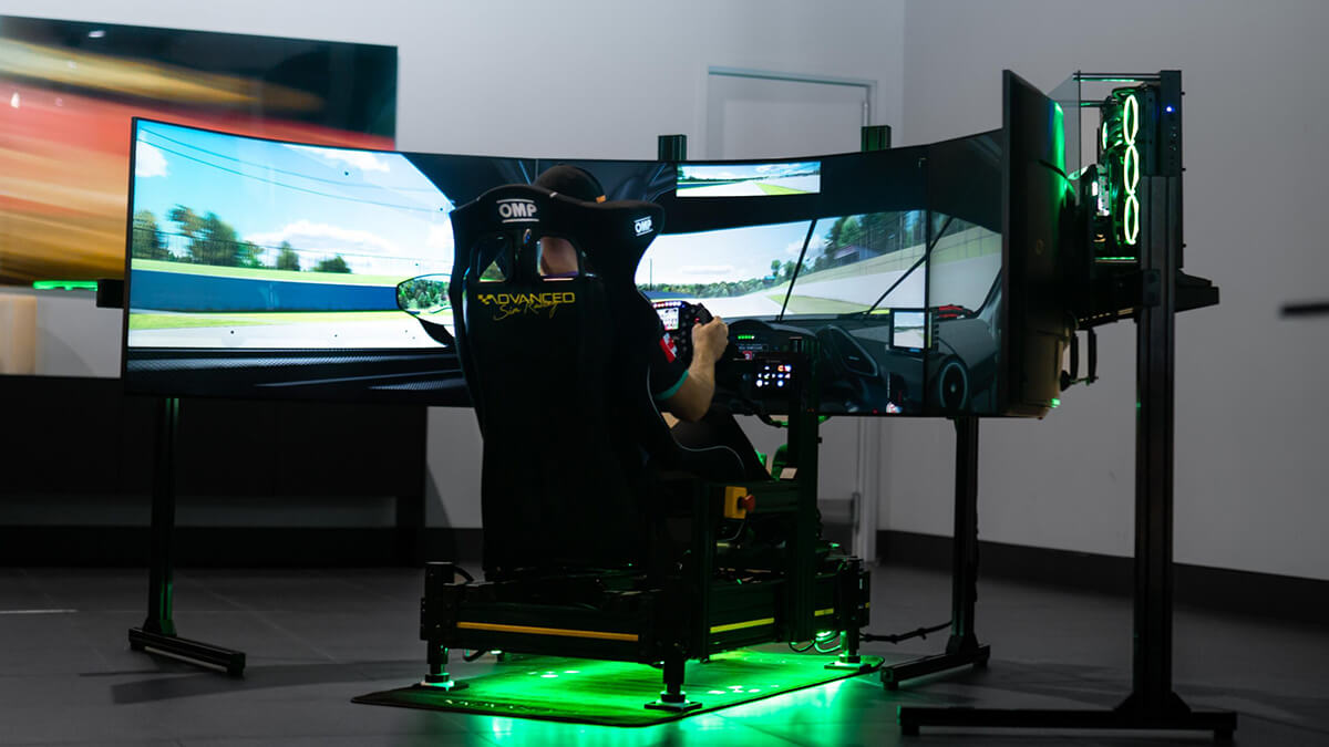 person in race simulator