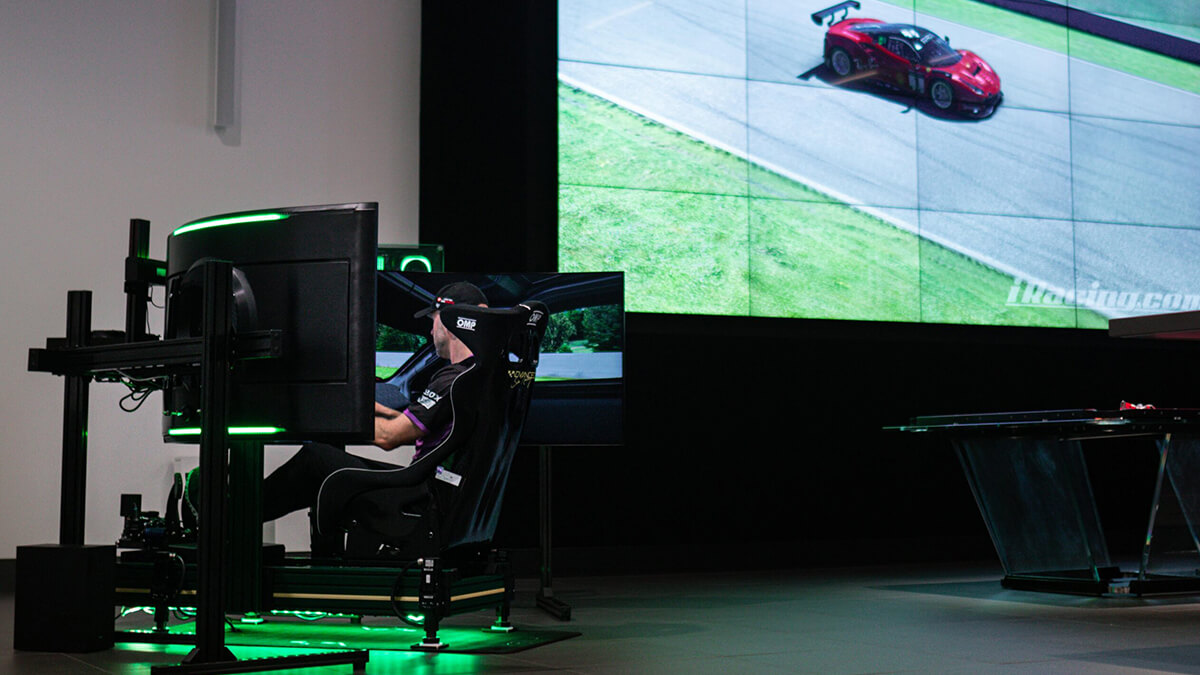 race simulator with projector screen